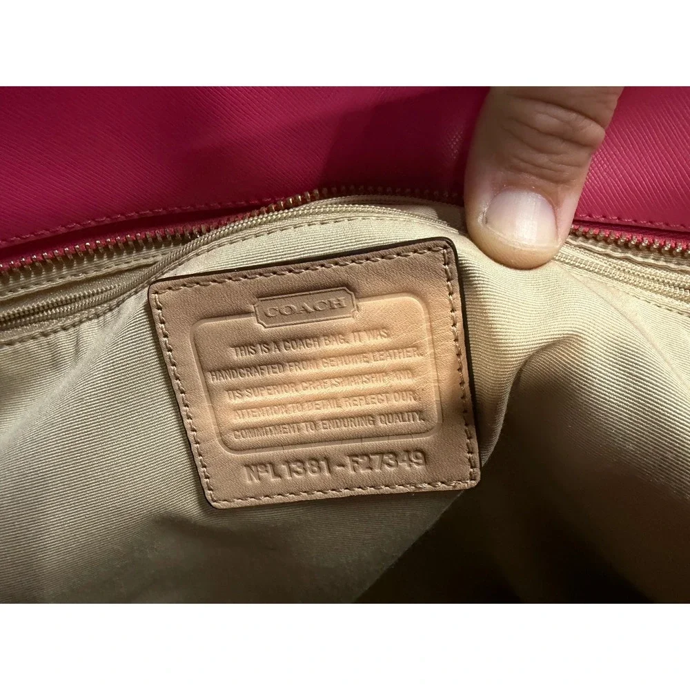 Coach Peyton Saffiano Leather Zip‎ Top Tote Pomegranate Pink F27349